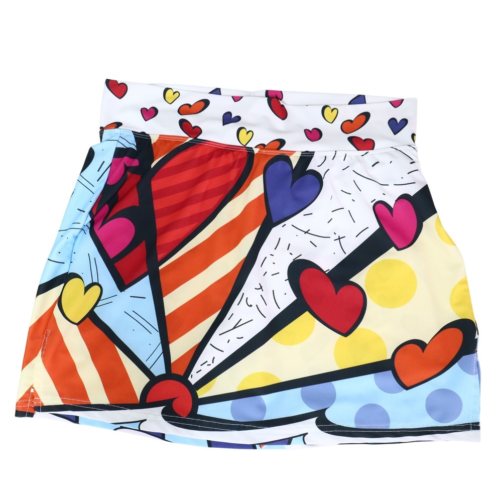 Skort Obsession Pop Art Athletic Skort M Heart Print Multicolor Tennis Golf USA